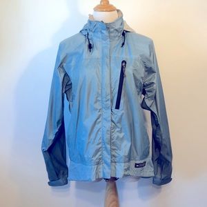 REI-Aqua Light Blue Hooded Zip Front Active Jacket-Size Large